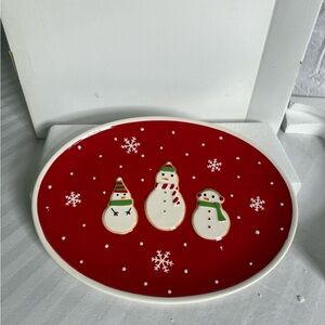 Festive Red Snowman hallmark Holiday Plate